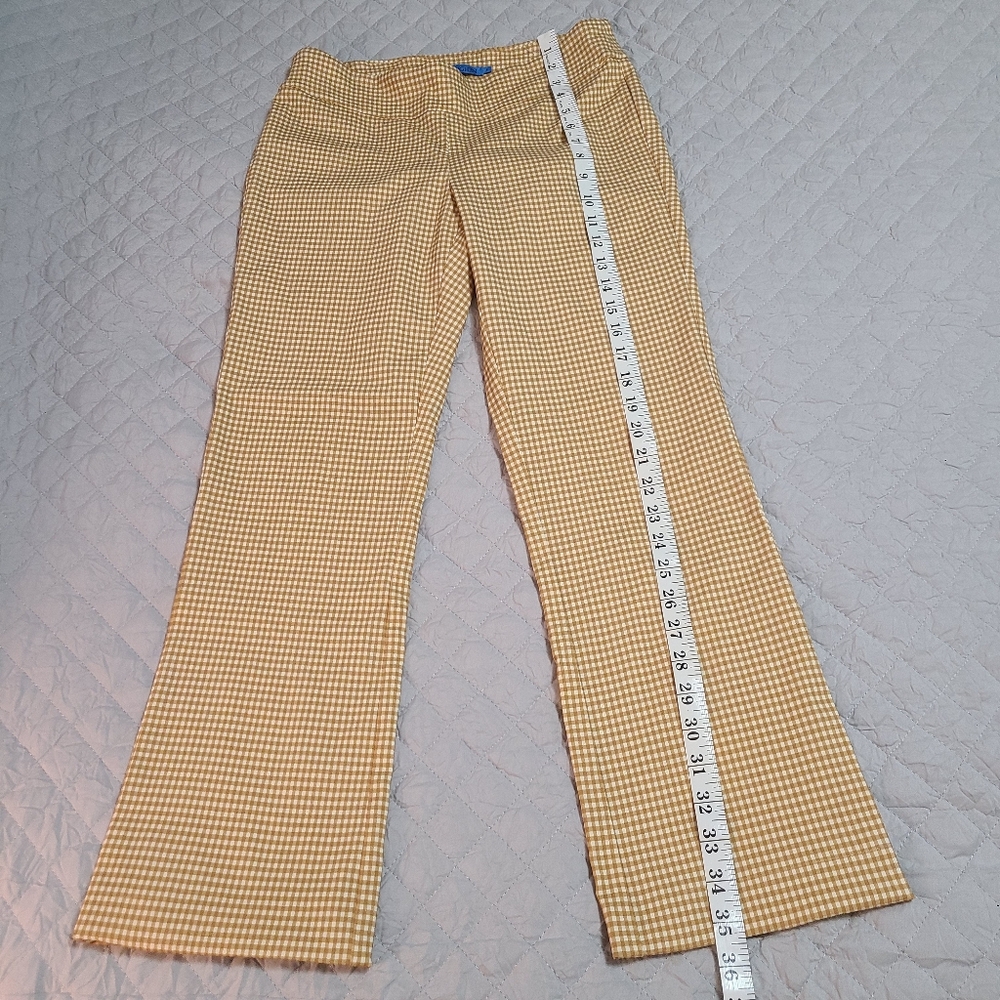 NWOT J. McLaughlin Women's Fashion  Cropped Mustard Yellow checker Pants Sz S